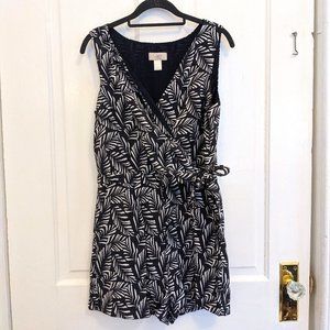 Loft black and white tie-waist romper size 4